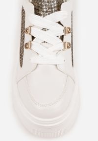 Born2be - Białe Sneakersy VICES na Koturnie z Brokatem Elanatale. Okazja: na co dzień. Kolor: biały. Obcas: na koturnie #9