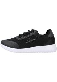 Tenisówki Calvin Klein Model Eva Runner Monologo W Kolor Czarny. Kolor: czarny. Materiał: tkanina