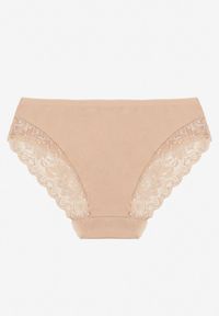 Renee - Beżowe Majtki Figi z Koronkowymi Wstawkami Amiora. Kolor: beżowy. Materiał: koronka. Wzór: koronka #2
