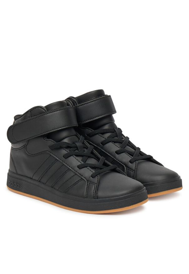 Adidas - adidas Sneakersy Grand Court Mid K JR0804 Czarny. Kolor: czarny. Materiał: skóra