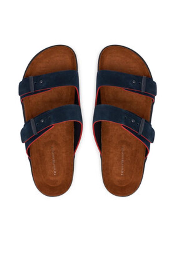 TOMMY HILFIGER - Tommy Hilfiger Klapki Cork Adjustable Suede Sandal FM0FM05869 Granatowy. Kolor: niebieski. Materiał: zamsz, skóra