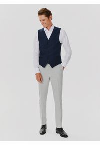 Pako Lorente - PAKO LORENTE – Jednorzędowa kamizelka męska w kolorze granatowym. Kolor: niebieski. Materiał: elastan, poliamid, len, bawełna, wełna #5