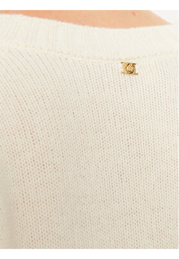 Pinko Sweter Salmone 102245 A1CH Écru Relaxed Fit. Materiał: wełna