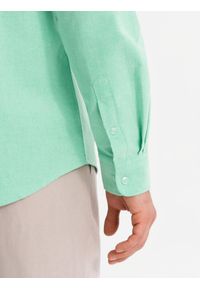 Ombre Clothing - Bawełniana pastelowa koszula męska typu oxford – miętowa V4 OM-SHOS-0183 - XXL. Kolor: miętowy. Materiał: bawełna. Wzór: ze splotem, aplikacja. Styl: klasyczny, elegancki #5