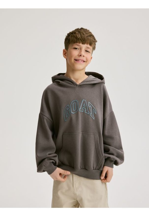 Reserved - Bluza z kapturem - ciemnoszary. Typ kołnierza: kaptur. Kolor: szary. Materiał: dzianina, bawełna