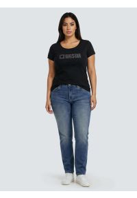 Big-Star - Koszulka damska z logo BIG STAR z cyrkonii czarna Avra 906. Kolor: czarny #5
