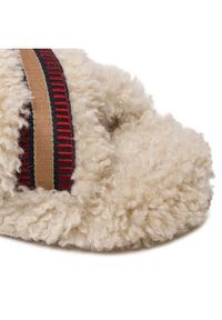 TOMMY HILFIGER - Tommy Hilfiger Kapcie Sherpa Fur Home Slippers Strap FW0FW06576 Beżowy. Kolor: beżowy. Materiał: materiał