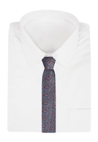 Elegancki Krawat Męski - Alties - Czerwień i Popiel, Paisley. Kolor: czerwony. Materiał: tkanina. Wzór: paisley. Styl: elegancki