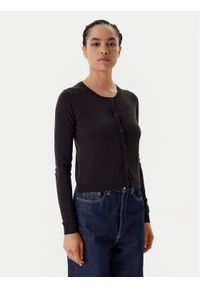 Tommy Jeans Kardigan Essential DW0DW20976 Czarny Regular Fit. Kolor: czarny. Materiał: bawełna