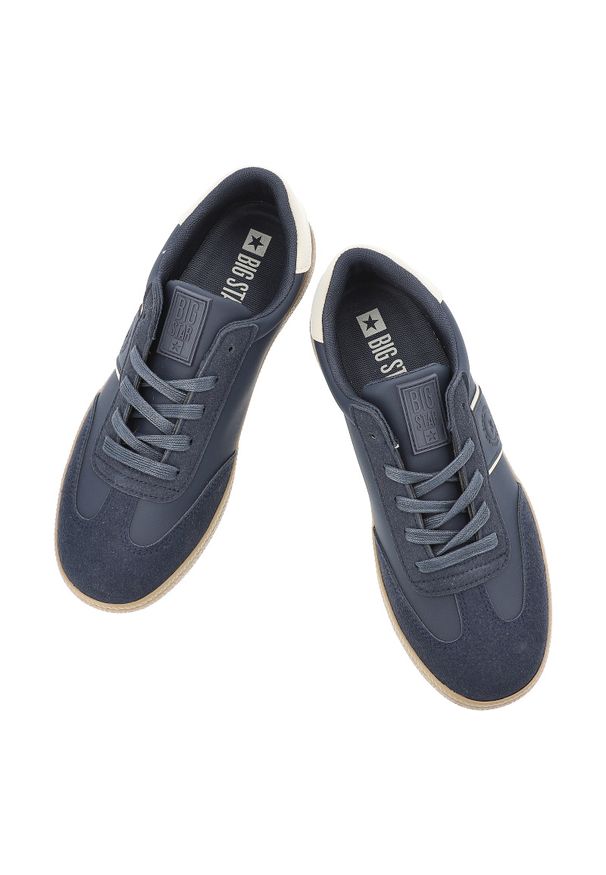 Big-Star - Granatowe Sneakersy Big Star Modne Obuwie Męskie. Okazja: na co dzień. Zapięcie: sznurówki. Kolor: niebieski. Materiał: guma, materiał. Szerokość cholewki: normalna. Sport: turystyka piesza