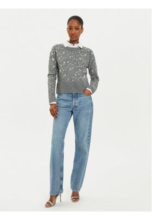 Oui - OUI Sweter 89197 1240107 Szary Relaxed Fit. Kolor: szary. Materiał: syntetyk