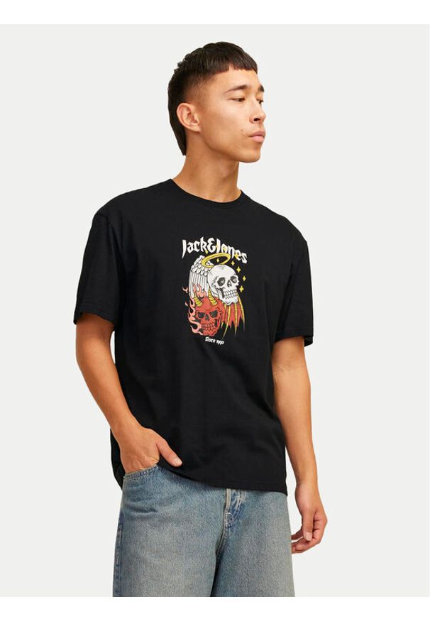 Jack & Jones T-Shirt Seven Skull 12262491 Czarny Regular Fit. Kolor: czarny. Materiał: bawełna