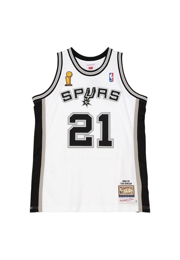 Mitchell & Ness - Koszulka San Antonio Spurs NBA Home Finals Tim Duncan 2002. Kolor: biały. Sport: koszykówka