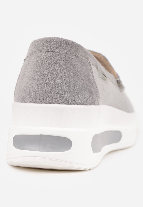 Born2be - Szare Mokasyny na Platformie z Imitacji Zamszu Nossabel. Kolor: szary. Materiał: zamsz. Obcas: na platformie