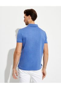 Ralph Lauren - RALPH LAUREN - Niebieska koszulka polo Custom Slim Fit. Typ kołnierza: polo. Kolor: niebieski. Materiał: bawełna, prążkowany. Wzór: haft, kolorowy #7