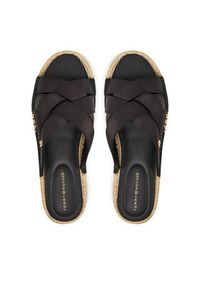 TOMMY HILFIGER - Tommy Hilfiger Espadryle Satin Espadrille Mule FW0FW08502 Czarny. Kolor: czarny. Materiał: materiał #6