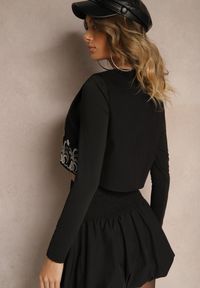 Renee - Czarna Kamizelka z Bawełny z Cekinami i Haftem Batisia. Okazja: na co dzień. Kolor: czarny. Materiał: bawełna. Wzór: haft. Styl: casual, elegancki