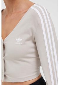 adidas Originals top damski kolor beżowy. Kolor: beżowy. Materiał: materiał, dzianina. Wzór: aplikacja #2