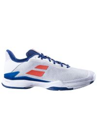 Buty tenisowe męskie Babolat Jet Tere AC 43. Kolor: biały, niebieski, pomarańczowy, wielokolorowy. Sport: tenis