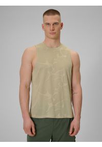 4f - 4F Koszulka treningowa regular szybkoschnąca męska - beżowa M. Kolor: beżowy. Materiał: materiał. Sport: fitness #1