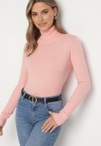 Born2be - Różowy Golf Sweter z Wiskozą i Kaszmirem Zailaya. Okazja: na co dzień. Typ kołnierza: golf. Kolor: różowy. Materiał: kaszmir, wiskoza. Styl: casual