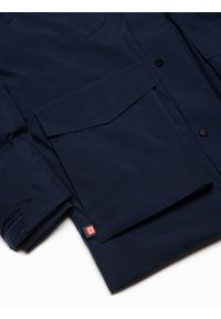 Ombre Clothing - Zimowa kurtka męska z odpinanym kapturem i kieszeniami cargo - granatowa V1. Kolor: niebieski. Materiał: poliester. Sezon: zima #8