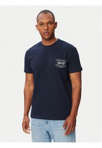 Tommy Jeans T-Shirt Sign DM0DM23177 Granatowy Regular Fit. Kolor: niebieski. Materiał: bawełna #1