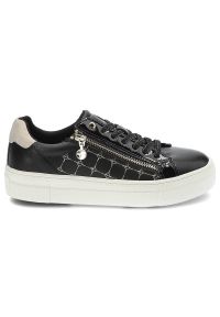 Czarne Sneakersy Tamaris Modne Buty Damskie. Okazja: na co dzień, na spacer. Zapięcie: sznurówki. Kolor: czarny. Materiał: jeans, lakier, skóra ekologiczna, materiał. Szerokość cholewki: normalna. Wzór: geometria, aplikacja, nadruk. Sport: turystyka piesza #3