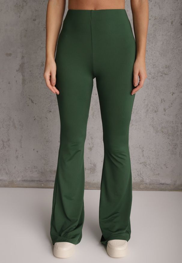 Renee - Zielone Spodnie Dzwony Efralice. Kolor: zielony. Materiał: wiskoza, bawełna. Wzór: aplikacja. Sezon: wiosna, lato. Styl: klasyczny