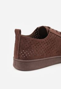 Born2be - Brązowe Sneakersy Ażurowe Sznurowane Telalina. Okazja: na co dzień. Kolor: brązowy. Wzór: ażurowy #4