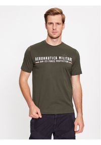 Aeronautica Militare T-Shirt 232TS1942J538 Khaki Regular Fit. Kolor: brązowy. Materiał: bawełna