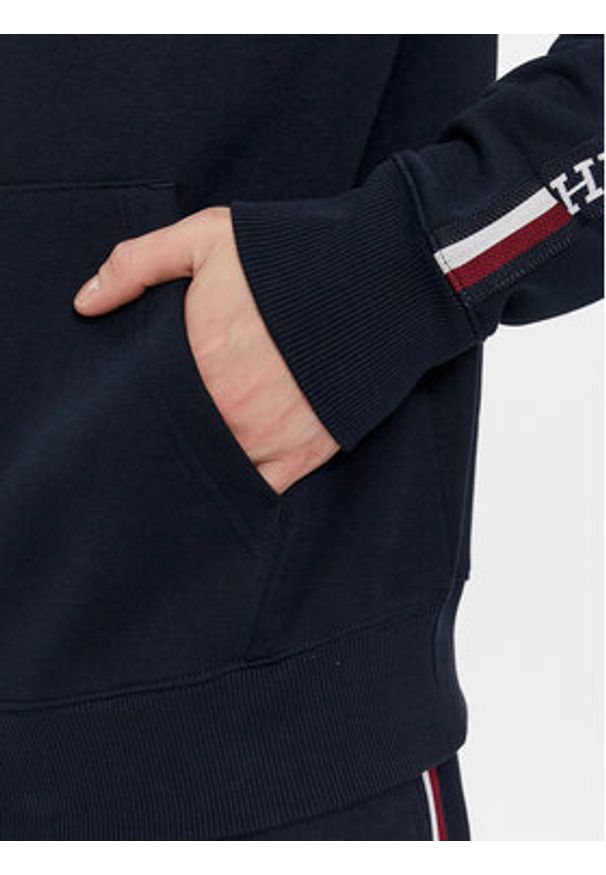 TOMMY HILFIGER - Tommy Hilfiger Bluza Global Stripe MW0MW33659 Granatowy Regular Fit. Kolor: niebieski. Materiał: syntetyk, bawełna