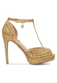 Nine West Sandały NISA SY015-1NW Złoty. Kolor: złoty. Materiał: materiał