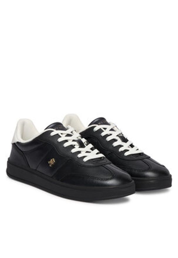 TOMMY HILFIGER - Tommy Hilfiger Sneakersy Th Heritage Shiny Sneaker FW0FW09179 Czarny. Kolor: czarny. Materiał: skóra