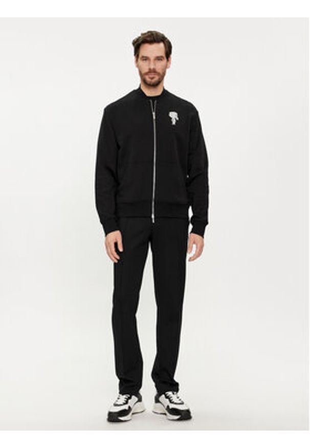 Karl Lagerfeld - KARL LAGERFELD Bluza 705432 542941 Czarny Regular Fit. Typ kołnierza: dekolt w karo. Kolor: czarny. Materiał: bawełna