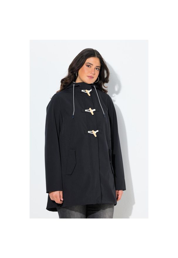 ULLA POPKEN - Damskie Kurtka softshell HYPRAR hydrofobowa podszewka z polaru kaptur. Kolekcja: plus size. Kolor: czarny. Materiał: poliester, materiał, elastan. Sport: turystyka piesza