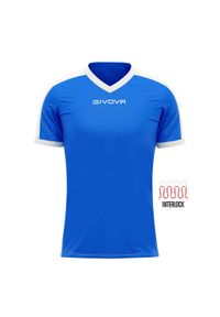 Koszulka piłkarska dla dorosłych Givova Revolution Interlock. Kolor: biały, wielokolorowy, niebieski. Sport: piłka nożna