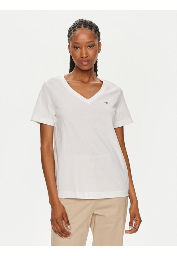 GANT - Gant T-Shirt Shield 4200750 Biały Regular Fit. Kolor: biały. Materiał: bawełna