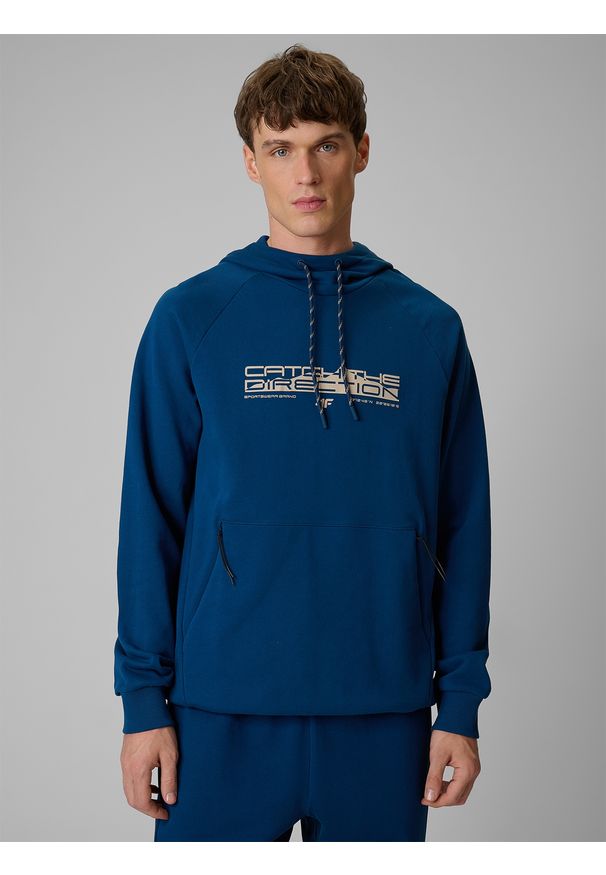 4f - 4F Bluza dresowa regular z kapturem męska - granatowa XL. Okazja: na co dzień. Typ kołnierza: kaptur. Kolor: niebieski. Materiał: dresówka. Styl: casual, sportowy