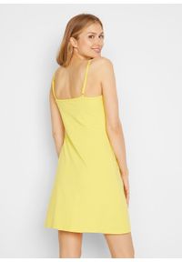 Letnia sukienka z dżerseju na cienkich, regulowanych ramiączkach bonprix żółty ananasowy. Kolor: żółty. Materiał: jersey. Długość rękawa: na ramiączkach. Sezon: lato #3