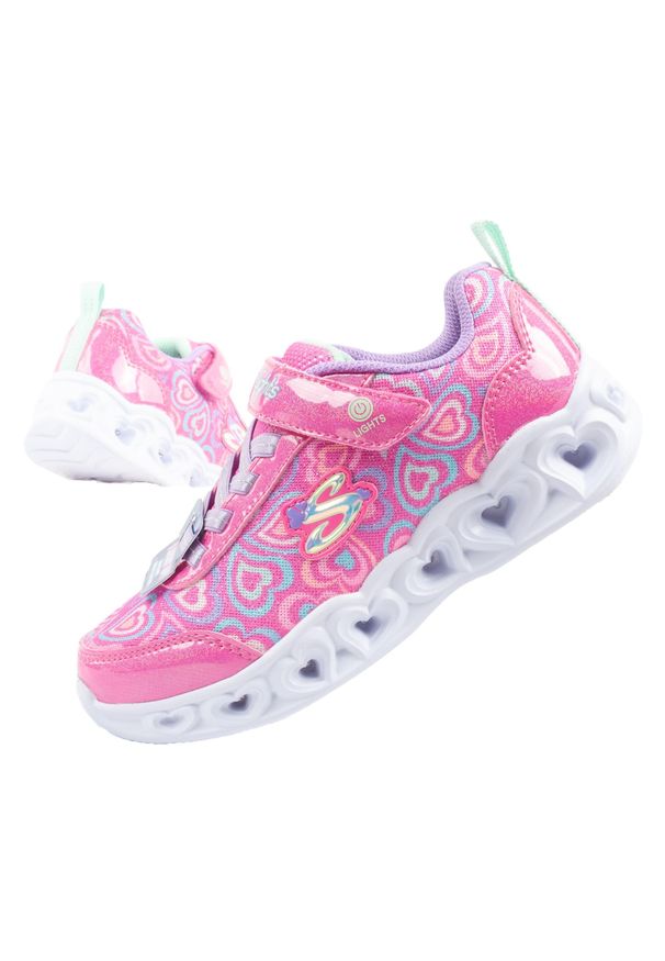 skechers - Buty sportowe dla dziewczynki Skechers S Lighs-Heart. Kolor: różowy. Materiał: tkanina, materiał, syntetyk. Szerokość cholewki: normalna. Model: Skechers Sport. Sport: turystyka piesza