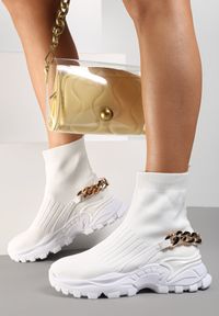 Renee - Białe Sneakersy Philopis. Zapięcie: bez zapięcia. Kolor: biały. Materiał: materiał. Szerokość cholewki: normalna