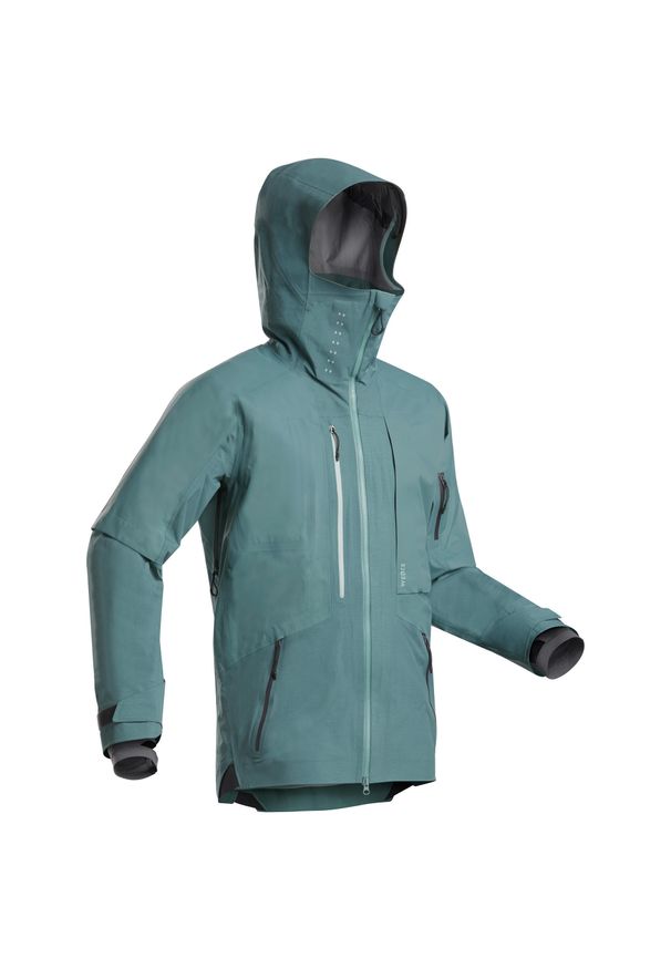 WEDZE - Kurtka narciarska freeride JKT SKI FR900 męska. Kolor: zielony. Materiał: materiał. Sport: narciarstwo