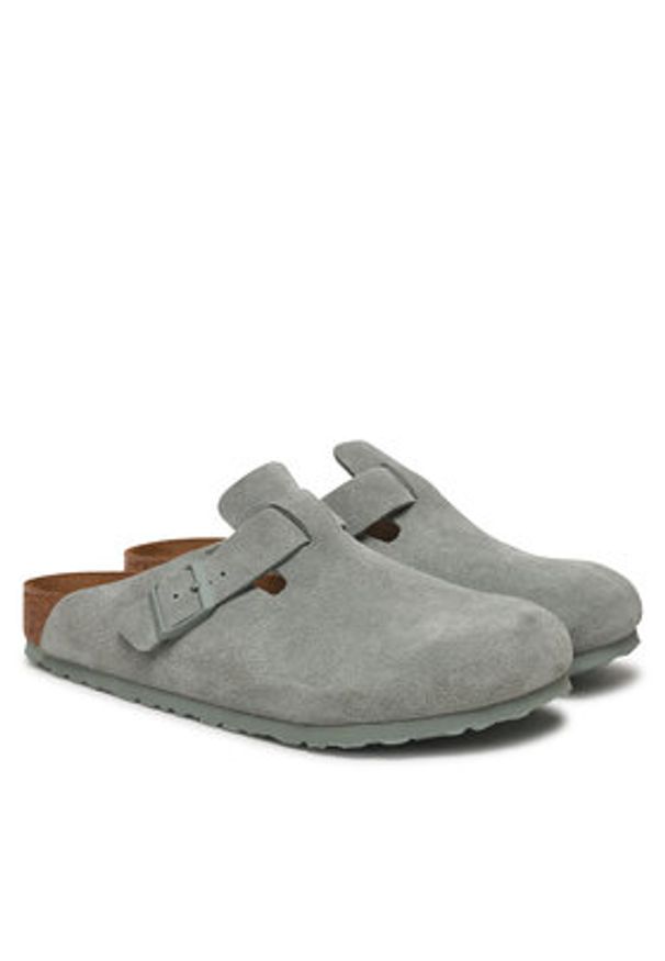Birkenstock Klapki Boston zamsz 1029212 Zielony. Kolor: zielony. Materiał: zamsz, skóra