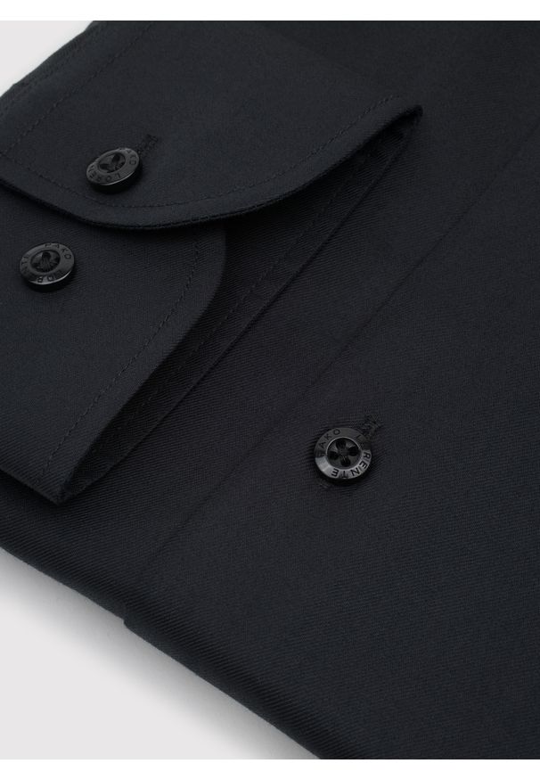 Pako Lorente - PAKO LORENTE - Czarna koszula męska z bawełny. Kolor: czarny, biały. Materiał: bawełna. Długość rękawa: długi rękaw. Długość: długie