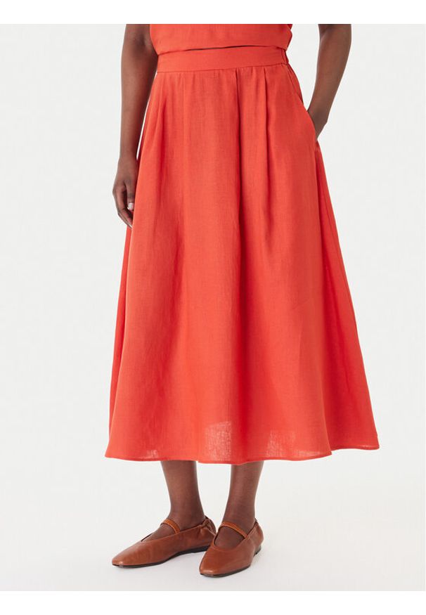 Marella Spódnica trapezowa Biada 2615101082 Czerwony Regular Fit. Kolor: czerwony. Materiał: len