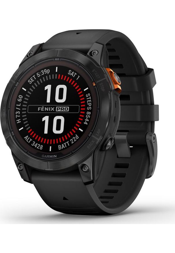 GARMIN - Zegarek sportowy Garmin Fenix 7 Pro Solar Czarny (010-02777-01). Kolor: czarny. Styl: sportowy