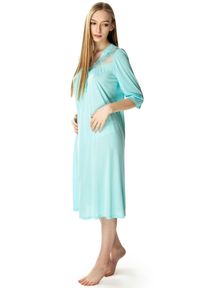 MEWA Lingerie - Długa koszula nocna Diana z ładnym dekoltem. Materiał: skóra, koronka, satyna, wiskoza, materiał, jedwab, poliamid. Długość: długie. Wzór: kwiaty, aplikacja, koronka #1