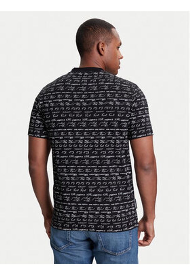 Karl Lagerfeld - KARL LAGERFELD T-Shirt 755040 553225 Czarny Regular Fit. Typ kołnierza: dekolt w karo. Kolor: czarny. Materiał: bawełna