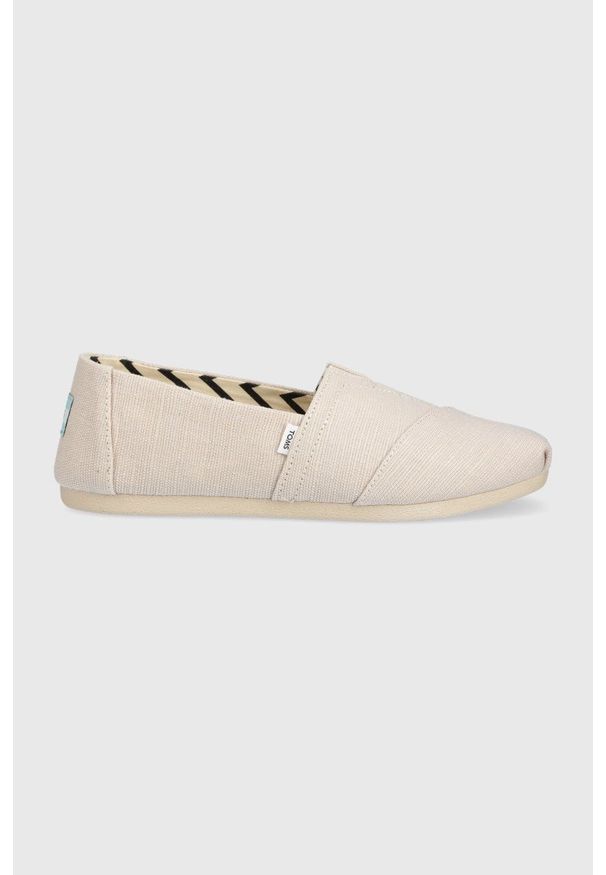 Toms espadryle Alpargata kolor beżowy. Nosek buta: okrągły. Kolor: beżowy. Materiał: guma, materiał. Wzór: gładki